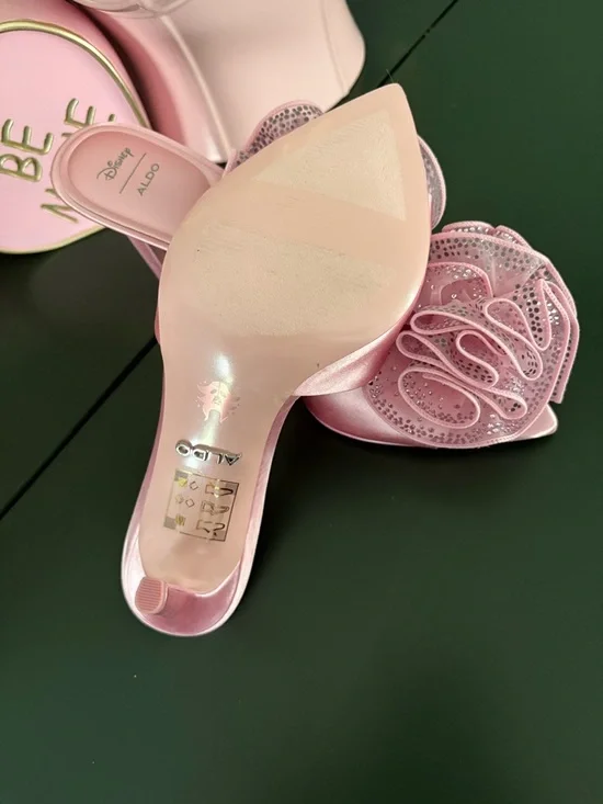ALDO x Disney Aurora Pink Satin Ruffle Heels - Picture 4 of 5